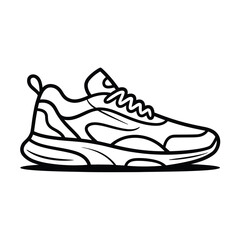 Line Art Illustration of a Modern Sneaker