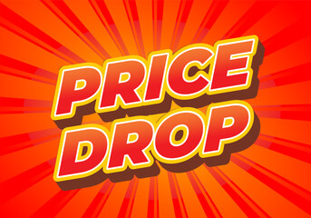 Bright Bold Price Drop Text with Sunburst Background