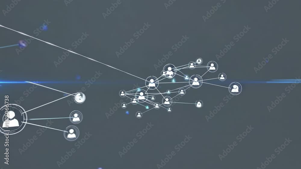 Leinwandbilder Connecting individuals through digital networks and data visualization in a modern tech environment