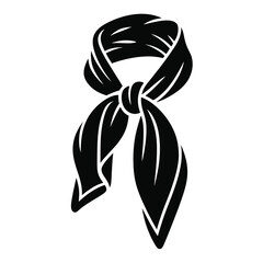 Black and White Illustration of a Tied Neckerchief