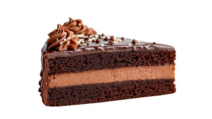 Decadent Chocolate Cake Slice: A mouthwatering slice of chocolate cake, layered with rich chocolate cream and topped with delicate frosting. The perfect indulgence for any occasion.