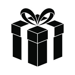 Simple Black and White Gift Box Icon Illustration