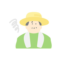 不安な高齢農家の男性イラスト