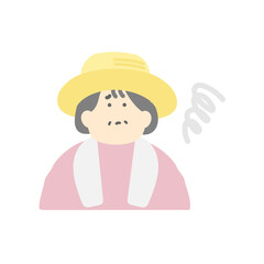 不安な高齢農家の女性イラスト