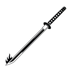 Flaming Katana Sword Japanese Samurai Weapon Graphic