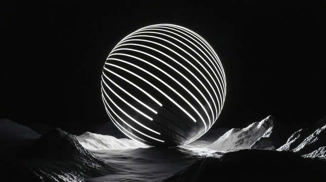A sphere made of lines and light