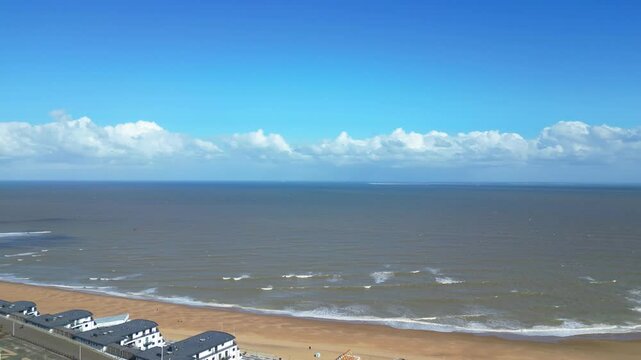 Aerial View of British Tourist Attraction at Ramsgate Sea View Beach and Ocean at West Cliffs, England UK