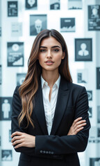 Middle Eastern woman with floating digital keys surrounding her, unlocking business potential, isolated , 3D stylized, waist-up