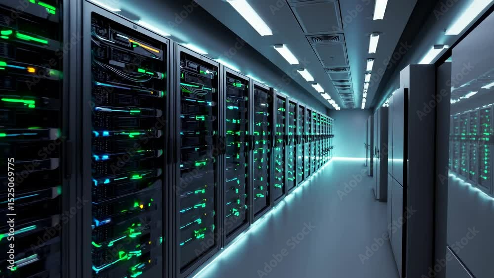 Poster High-tech server room showcasing advanced data storage technology and efficient cooling systems