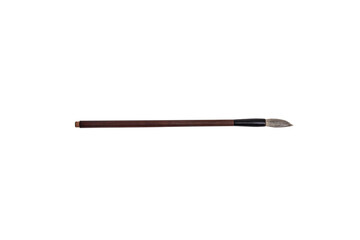 A traditional calligraphy brush with a long, dark wooden handle a pointed, soft bristle tip with transparent background. Perfect for creating elegant brushstrokes in art, lettering, or calligraphy