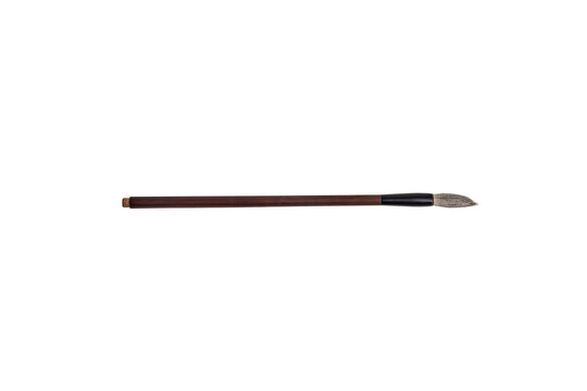 A traditional calligraphy brush with a long, dark wooden handle a pointed, soft bristle tip with transparent background. Perfect for creating elegant brushstrokes in art, lettering, or calligraphy