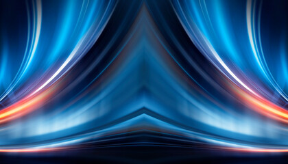 Dark abstract background with neon light, blurred lines