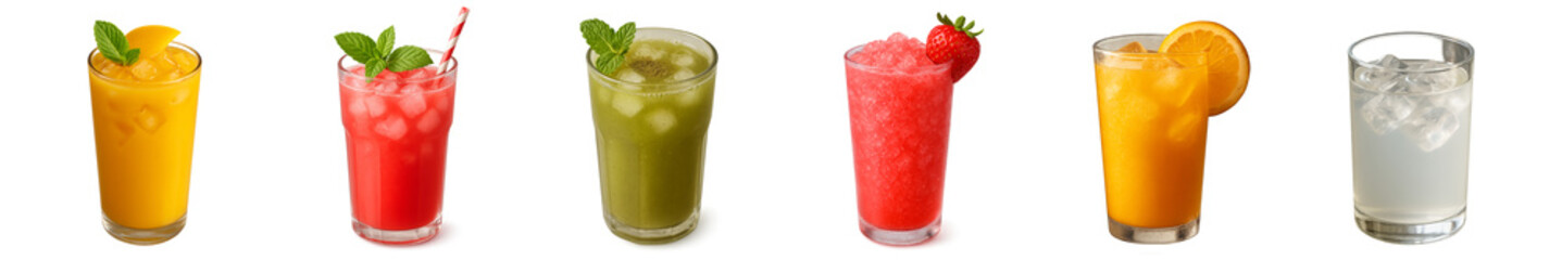 Juice, Lemonade, Mocktails, Iced Beverages, Mint & Fruit Garnish - Summer Drink Collection Transparent PNG