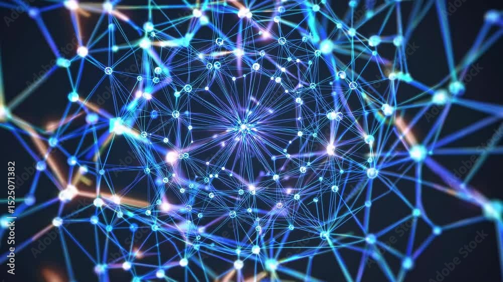 Poster Visual representation of interconnected data networks showcasing dynamic patterns and vibrant colors