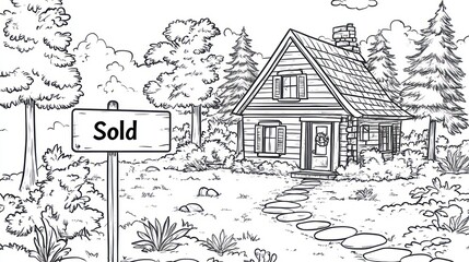 Obraz premium Charming, rustic cabin in a wooded area, 