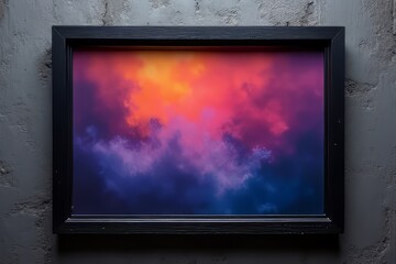 Fototapeta premium Vibrant Sunset Cloudscape Print in Black Frame