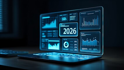 Digital computer network technology with abstract data charts on a screen