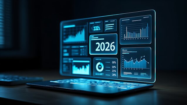 Digital computer network technology with abstract data charts on a screen