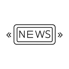 Minimalist line icon of a news ticker with arrows. Suitable for media, streaming, breaking news, television, journalism, and real-time broadcast UI design