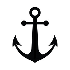 Anchor Icon Silhouette Vector Illustration of a Nautical Anchor on White Background - Perfect for Maritime Themes, Logos, and Designs