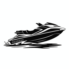 Black and White Jet Ski Illustration Watercraft