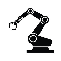 Black Silhouette of a Robotic Arm Icon