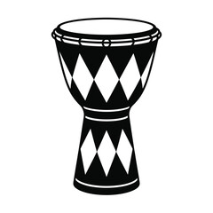 Black and White Diamond Patterned Djembe Drum