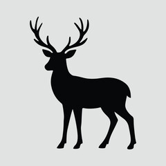 Silhouette deer with antlers in black Illustration Vector