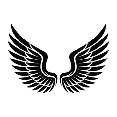 Black and White Stylized Wings Graphic Design Element