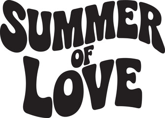 Summer of Love Retro Typography T-Shirt Design Hippie Style Vector for Festival & Summer Vibes