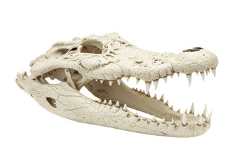White dragon skull replica isolated on transparent background