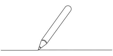 Obraz premium Pencil vector illustration with continuous one single line drawing isolated on white background, Pencil Continuous Line Art Illustration, pencil sketch , line drawing style on white background vector 
