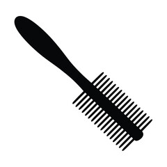 Black silhouette of a comb for styling hair on a white background