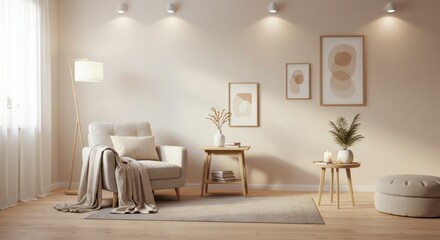 Beige minimalist interior design