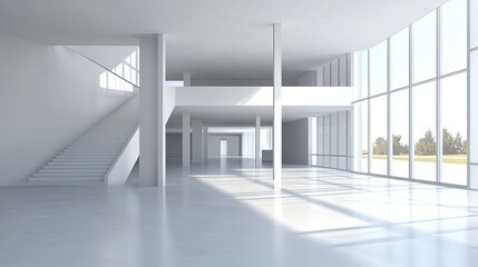 Modern Minimalist Interior of Spacious Open Concept Architecture