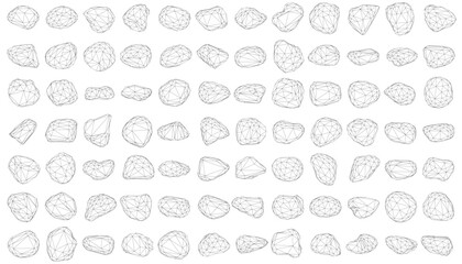 A black and white illustration of rocks with a white background.