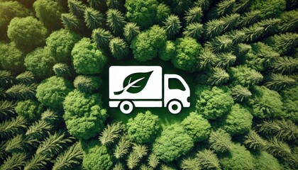 Sustainable Delivery Concept With Eco Truck And Forest Background