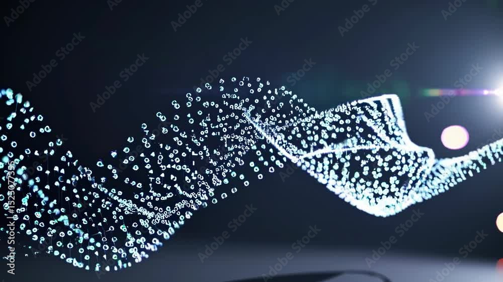 Leinwandbilder Dynamic visual representation of particles flowing in waves during an animation demonstration in a studio