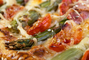 szparagi, zielone, przekąska, jedzenie, pomidor, ser, posiłek, obiad, włochy, płyta, czerwień, swieży, lunch, szynka, zdrowa, pieczone, zieleń, delikatesowy, cebula, dania