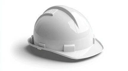 White Hard Hat Construction Safety Gear Isolated on White Background