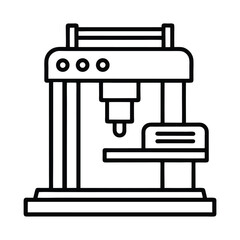 CNC Machine Icon Outline Vector Illustration of a Press CNC Machine for Industrial Use