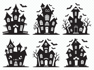 Spooky haunted house vector set