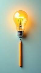 Yellow Light Bulb with Simple Background