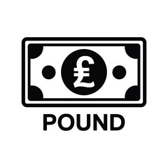 Pound Sterling Banknote Icon Black and White
