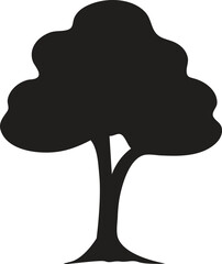Single Tree Silhouette Illustration Isolated on White Background