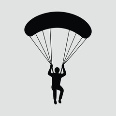 Silhouette Parachutist Jumping with Parachute Illustration Vector