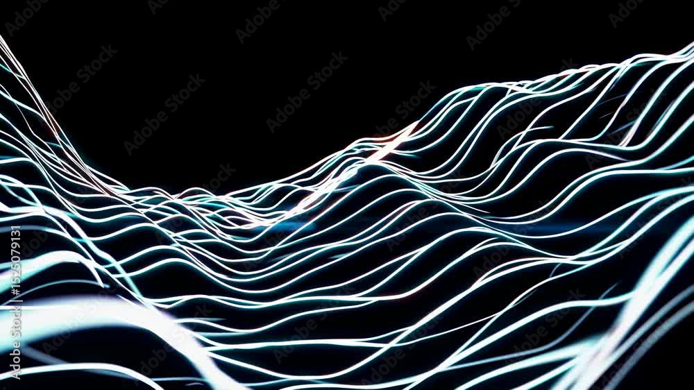 Leinwandbilder Dynamic light wave patterns create a mesmerizing visual experience in an abstract setting