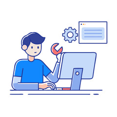 IT Technician Working on Desktop Support Task