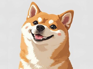 笑顔の柴犬のイラスト[GenerativeAI]