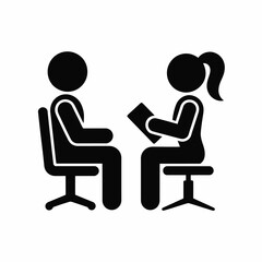 Simple Icon of a Job Interview with Two People